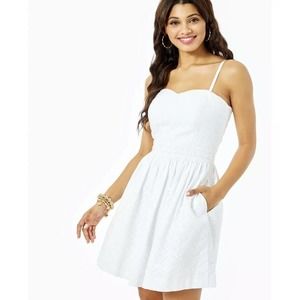 NWOT Lilly Pulitzer Marta Dress White Petite Diamond Eyelet Sz 6 $248